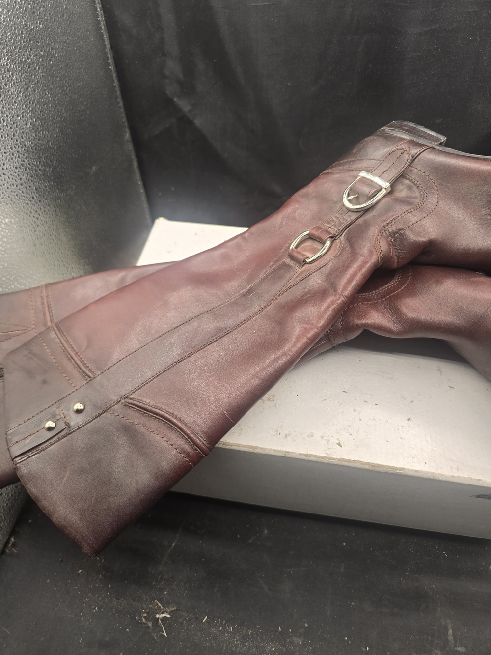 Alex Marie Over-the-Knee Leather Boots in Burgundy